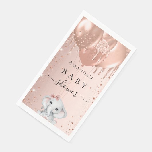 Serviette En Papier Baby shower rose parties scintillant or éléphant b (Coin)