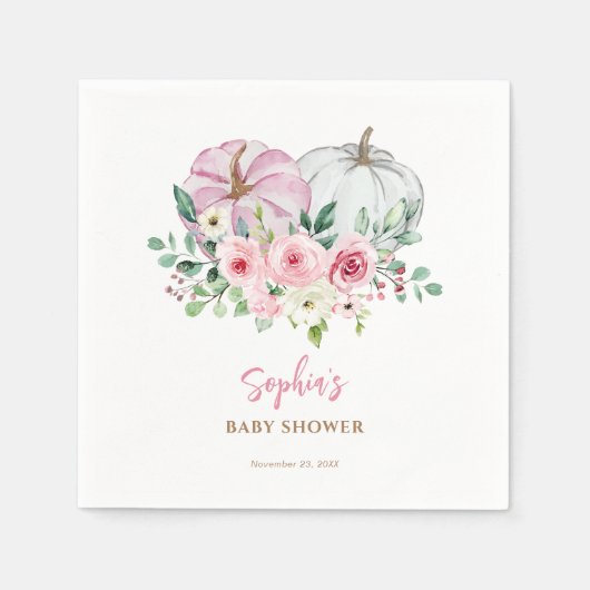 Serviette En Papier Baby shower rose petit Citrouille (Devant)