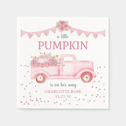 Serviette En Papier Baby shower rose petit Citrouille serviettes (Devant)