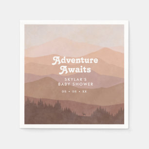 Serviette En Papier Baby shower rose rétro des monts Boho