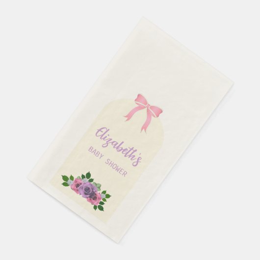 Serviette En Papier Baby shower rose Rose (Coin)
