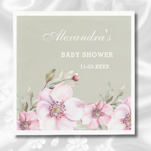Serviette En Papier Baby shower Rose rose rose pâle Sage Green