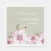 Serviette En Papier Baby shower Rose rose rose pâle Sage Green (Devant)