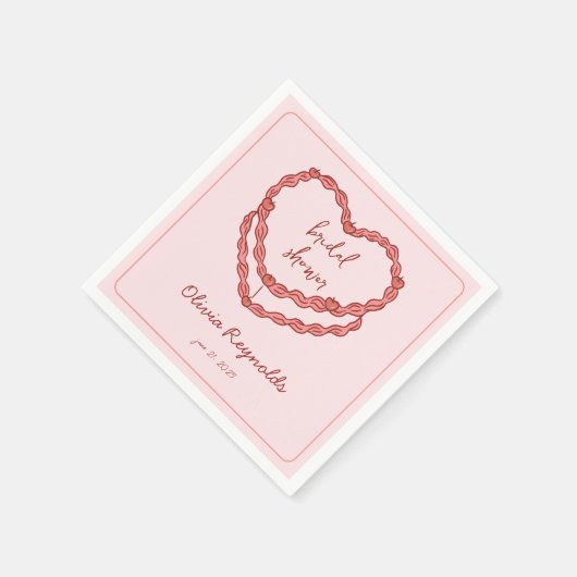 Serviette En Papier Baby Shower Rose Rouge Ancien Dessiné à la Main (Coin)