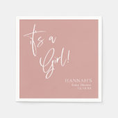 Serviette En Papier Baby shower rose roux/Rose (Devant)