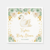 Serviette En Papier Baby shower Rose Swan Sage Green et Gold (Devant)