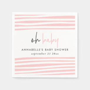 Serviette En Papier Baby shower rose typographie moderne