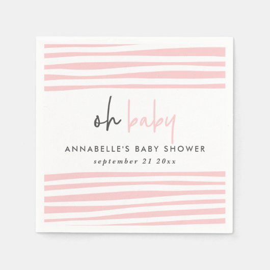 Serviette En Papier Baby shower rose typographie moderne (Devant)
