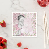 Serviette En Papier Baby shower rose vintage (En situation)