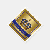 Serviette En Papier Baby shower Royal Blue and Gold Crown (Coin)