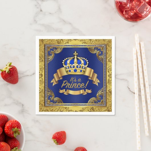 Serviette En Papier Baby shower Royal Blue Gold (En situation)