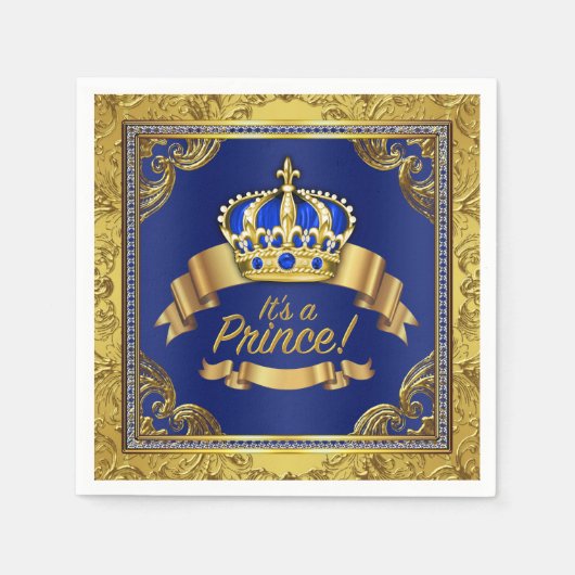 Serviette En Papier Baby shower Royal Blue Gold (Devant)