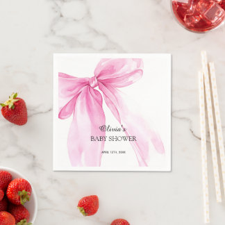 Serviette En Papier Baby Shower Ruban Arc-en-ciel Rose