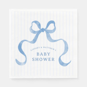 Serviette En Papier Baby Shower Ruban Ondulé Bleu