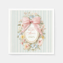 Baby shower ruban rose Cottagecore floral vintage