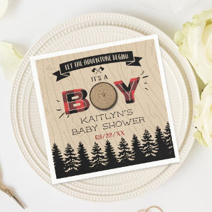 Serviette En Papier Baby shower Rustic Forest Plaid Lumberjack Boys