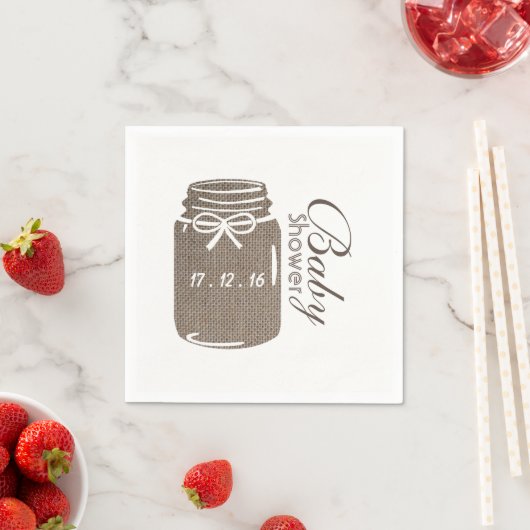 Serviette En Papier Baby shower rustique Burlap Mason Jar (En situation)