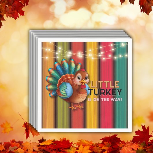 Serviette En Papier Baby shower rustique coloré Little Turkey