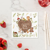 Serviette En Papier baby shower rustique d'animaux de bois (En situation)