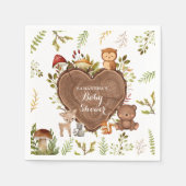 Serviette En Papier baby shower rustique d'animaux de bois (Devant)