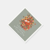 Serviette En Papier Baby shower rustique de Couples de Fox Woodland (Coin)