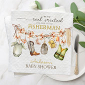 Serviette En Papier Baby shower rustique de pêche à la bobine