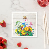 Serviette En Papier Baby shower Rustique Floral Bees Pacifier (En situation)