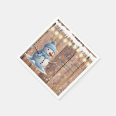 Serviette En Papier Baby shower rustique moderne élégant Blue Snowman (Coin)
