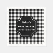 Serviette En Papier Baby shower Rustique Noir Et Blanc En vichy (Devant)