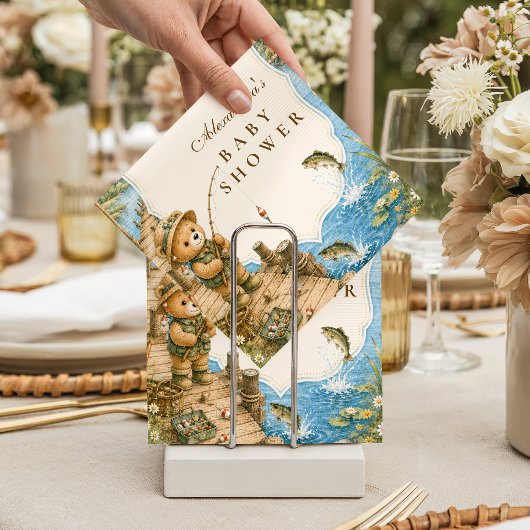 Serviette En Papier Baby Shower Rustique Ours Pêche