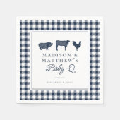 Serviette En Papier Baby shower rustique Plaid bleu Pays BBQ (Devant)