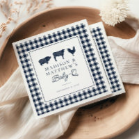 Baby shower rustique Plaid bleu Pays BBQ