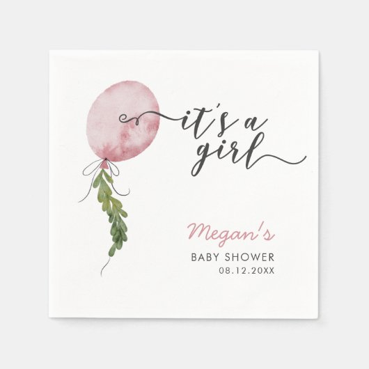 Serviette En Papier Baby shower Rustique rose Balloon garçon  serviett (Devant)