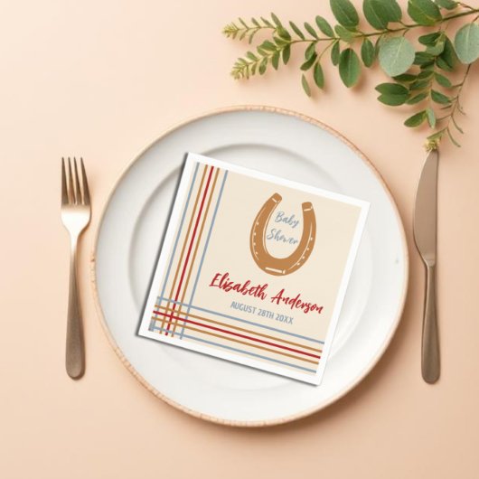 Serviette En Papier Baby shower rustique Western Horseshoe