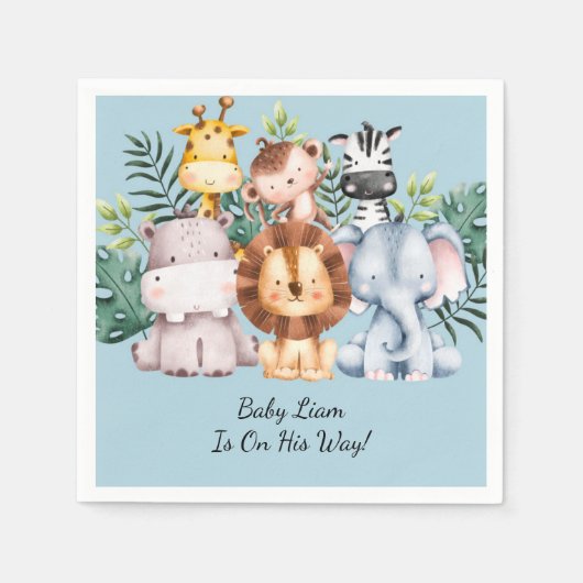 SERVIETTE EN PAPIER BABY SHOWER SAFARI (Devant)