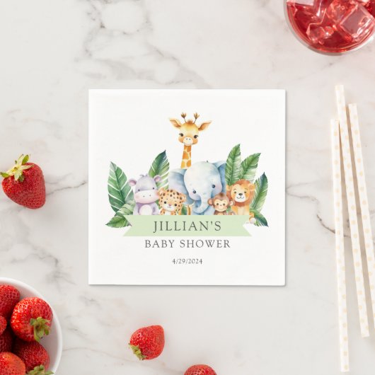 Serviette En Papier Baby shower Safari Adventure (En situation)