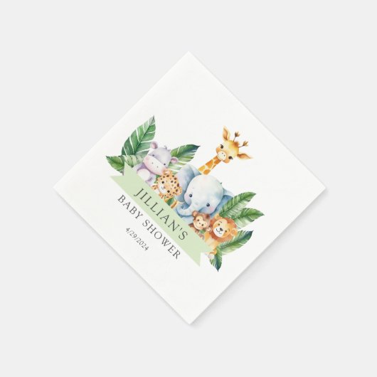 Serviette En Papier Baby shower Safari Adventure (Coin)