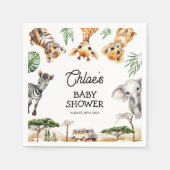 Serviette En Papier Baby shower Safari Animaux (Devant)