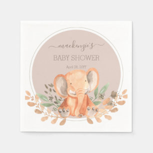 Serviette En Papier Baby shower Safari Elephant Aquarelle