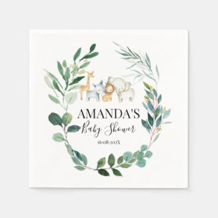 Serviette En Papier Baby shower Safari Et Folivier Wreath