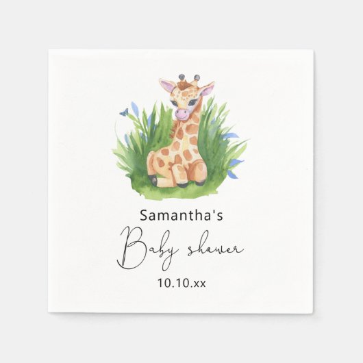 Serviette En Papier Baby shower Safari Giraffe (Devant)