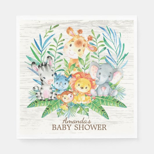 Serviette En Papier Baby shower Safari Jungle Papier (Devant)