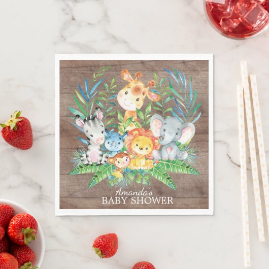 Serviette En Papier Baby shower Safari Jungle Papier (En situation)