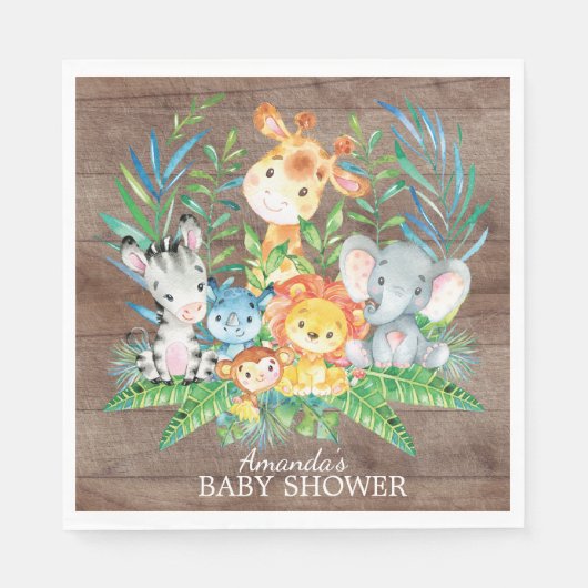 Serviette En Papier Baby shower Safari Jungle Papier (Devant)