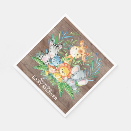Serviette En Papier Baby shower Safari Jungle Papier (Coin)