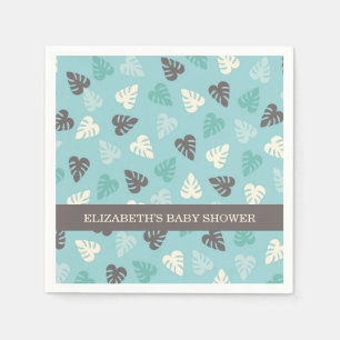 Serviette En Papier Baby shower Safari Motif Jungle Leaf