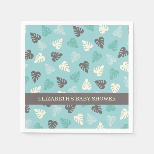 Serviette En Papier Baby shower Safari Motif Jungle Leaf (Devant)