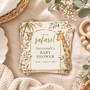 Serviette En Papier Baby Shower Safari Sauvage Animaux de la Jungle Tr