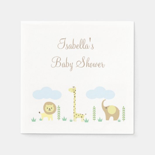 Serviette En Papier Baby shower Safari serviettes (Devant)