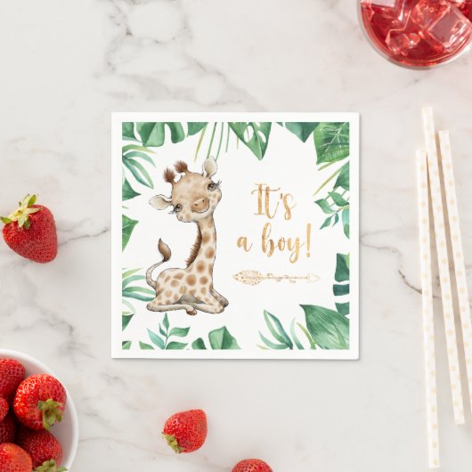 Serviette En Papier Baby shower Safari Wild Giraffe serviettes (En situation)